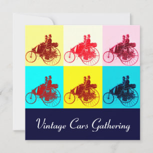 Vintage bilar INSAMLING POP ART Inbjudningar