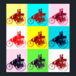 Vintage bilar INSAMLING POP ART Poster<br><div class="desc">Elegant,  färgstark och konstnärlig bildesign som har byggts om från klassisk vintage .Trehjulad Benz-bil,  1886.Färg palett:gult, grönt, brun, akvblått, lila, rosa, svart, vit.</div>