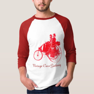 Vintage bilar Insamling, rött vitt T-shirt