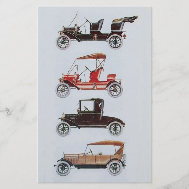 VINTAGE BILAR KLASSISK AUTORATION - AUTOMOTIV BREVPAPPER (Framsida)