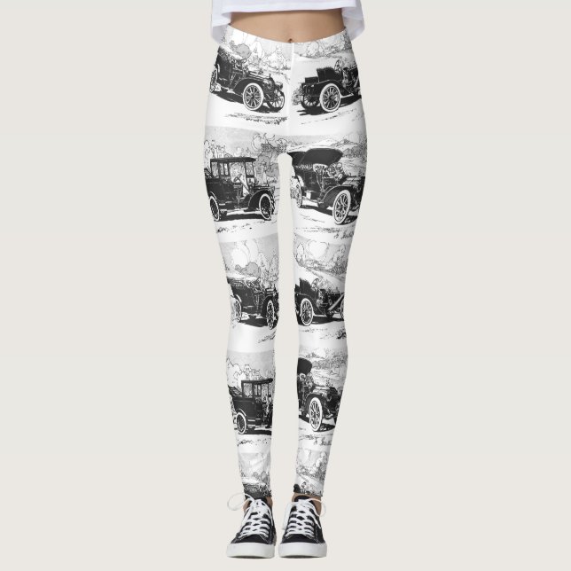 Vintage bilar konstverk leggings (Framsida)