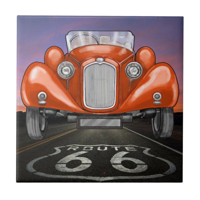 Vintage bilar - Route 66 - SRF Kakelplatta (Framsidan)
