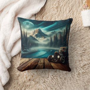 Vintage bilar vid Serenbergsfloden i natt Kudde