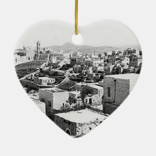 Vintage bild av Bethlehem Julgransprydnad Keramik