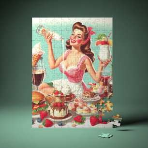 Vintage - bild av PIN-up-fönster Pussel