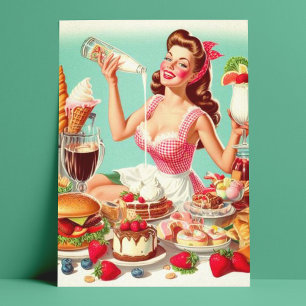 Vintage - bild av PIN-up-fönster Vykort