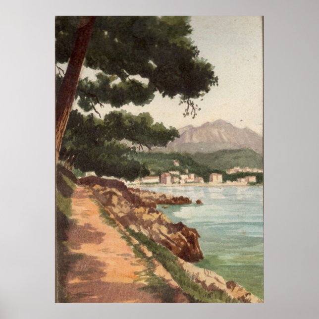 Vintage bild från Menton, Frankrike-avtryck Poster (Framsidan)