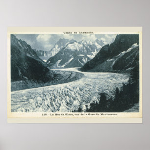 Vintage bild, Frankrike, Chamonix, Mont Blanc Poster