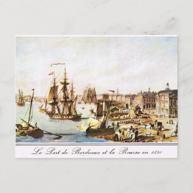 Vintage bild, gränshamn 1820 vykort (Framsida)