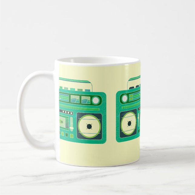 Vintage bild i en klassisk boom box kaffemugg (Vänster)