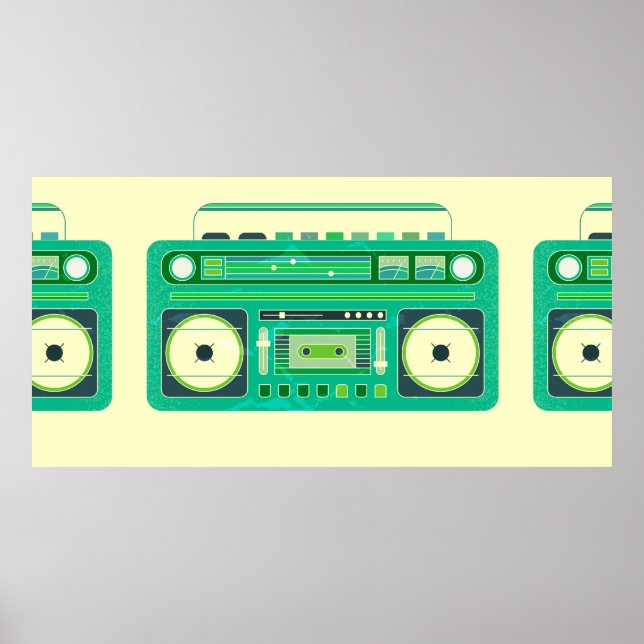 Vintage bild i en klassisk boom box poster (Framsidan)