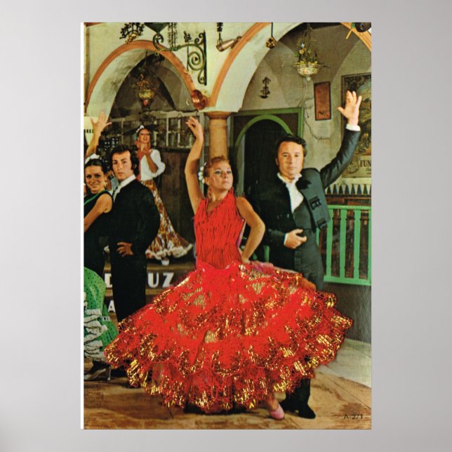 Vintage bild, Spanien, Flamencodansare Poster (Framsidan)