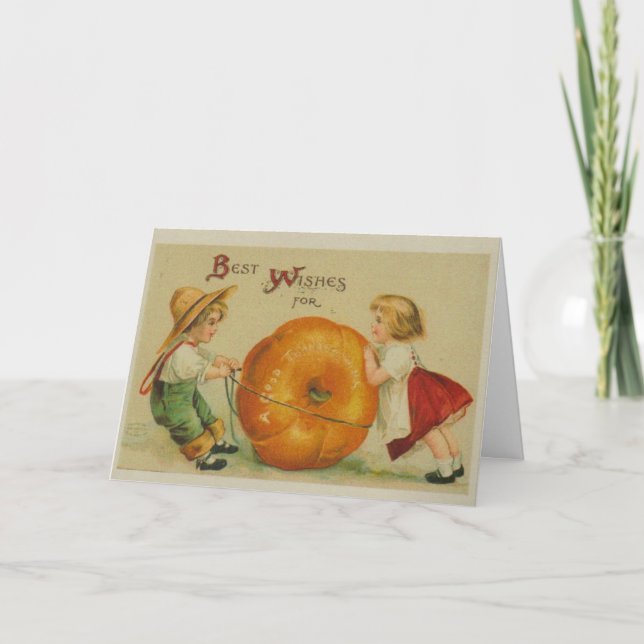 Vintage Bild Thanksgiving Card Helgkort (Framsida)