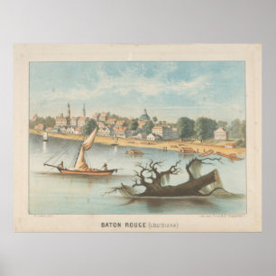 Vintage Bildskärmsvy för Baton Rouge LA (1854) Poster