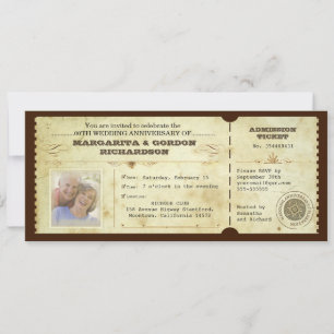 vintage biljett-fotojubileumsinbjudningar inbjudningar