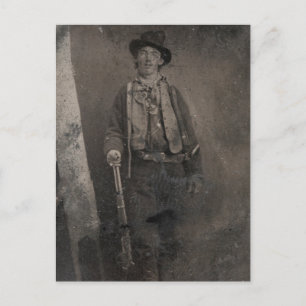Vintage Billy the Kid Gammala västern Outlaw Vykort