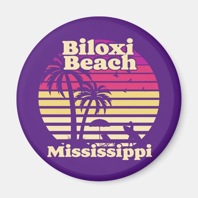 Vintage Biloxi Beach Mississippi Magnet (Framsidan)