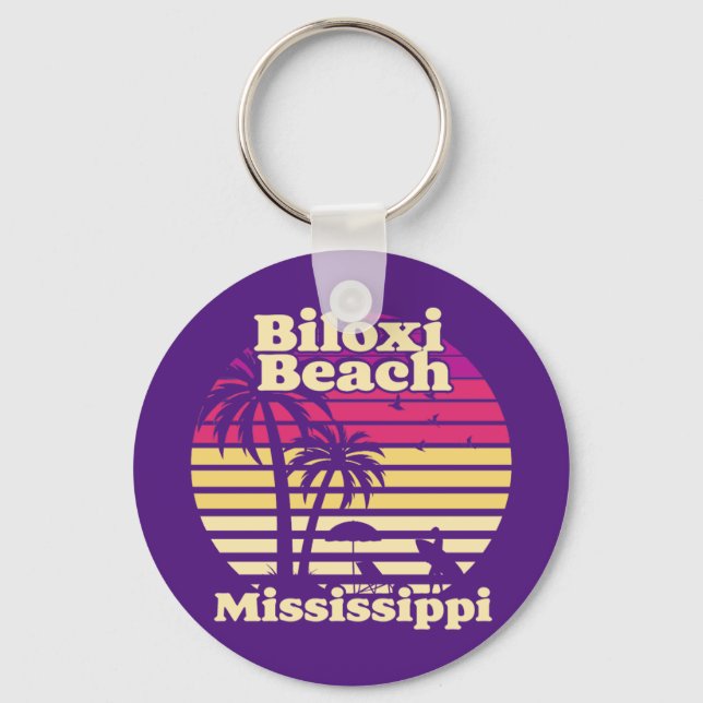Vintage Biloxi Beach Mississippi Nyckelring (Framsida)