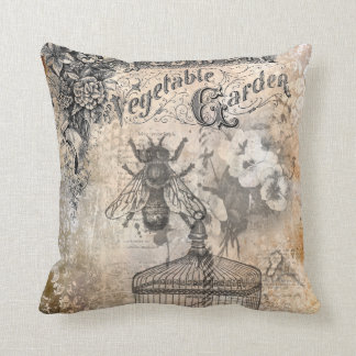 Vintage Bin och blomsterträdgård Kudde