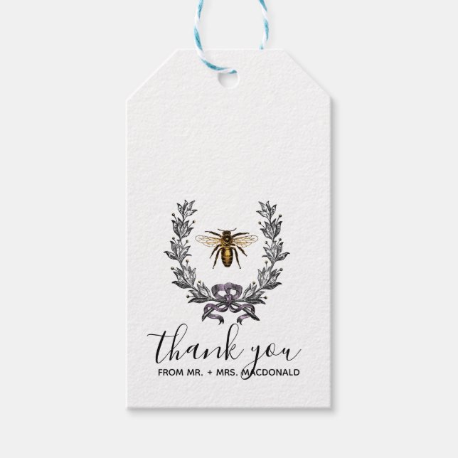 vintage bin VÅR GARDEN WEDDING-tjänst Presentetikett (Framsidan)