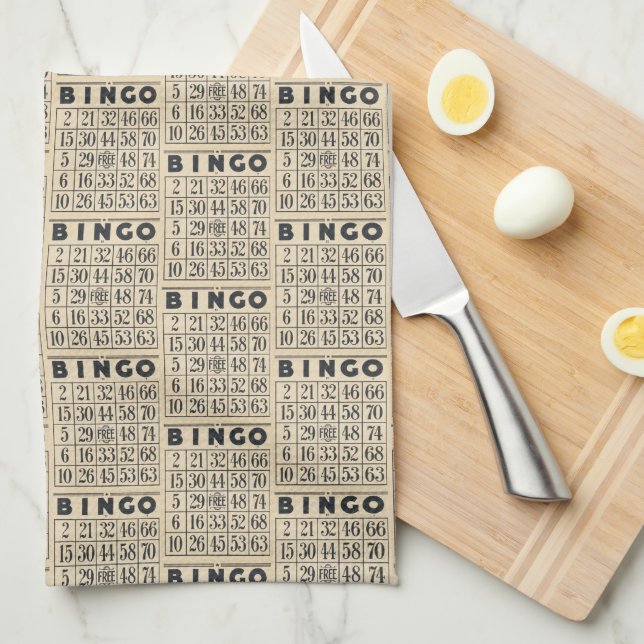 Vintage Bingo Card Mönster Kökshandduk (Vikt i Fjärdedel)
