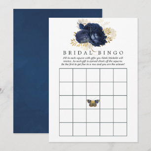 Vintage Bingo för marinblått och Guld Inbjudningar