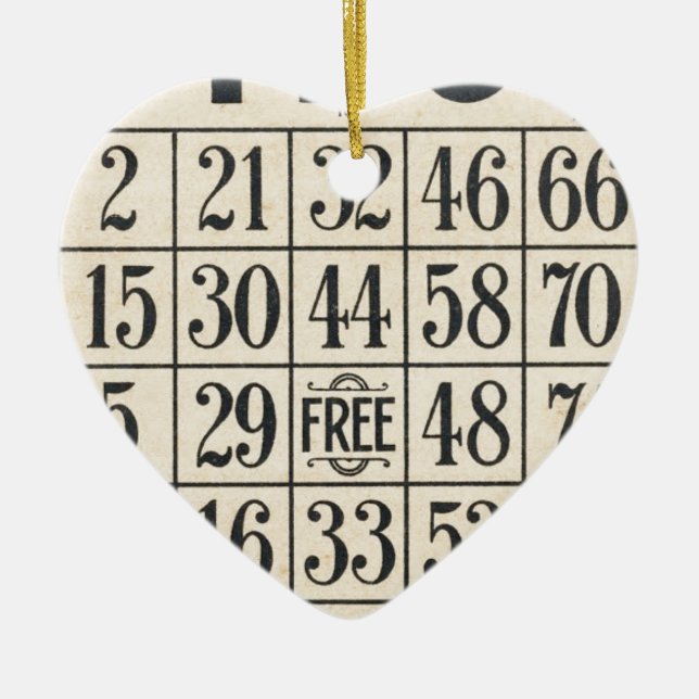 Vintage Bingo-kort Julgransprydnad Keramik (Framsidan)