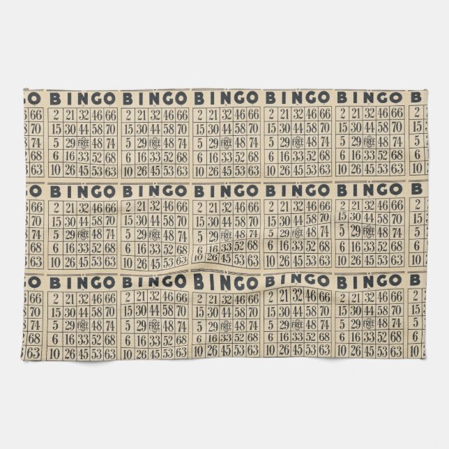 Vintage Bingo-kort Kökshandduk (Horisontell)
