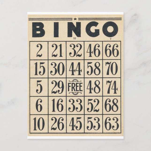 Vintage Bingo-kort Vykort (Framsida)