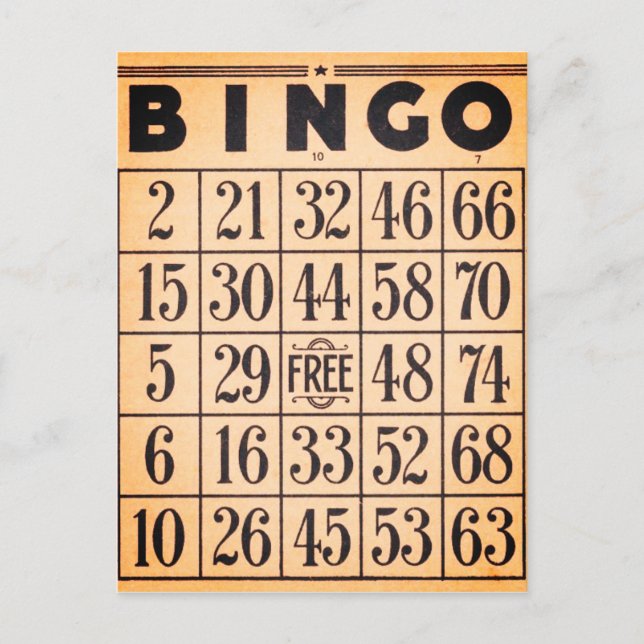 Vintage Bingo-spelkort Vykort (Framsida)