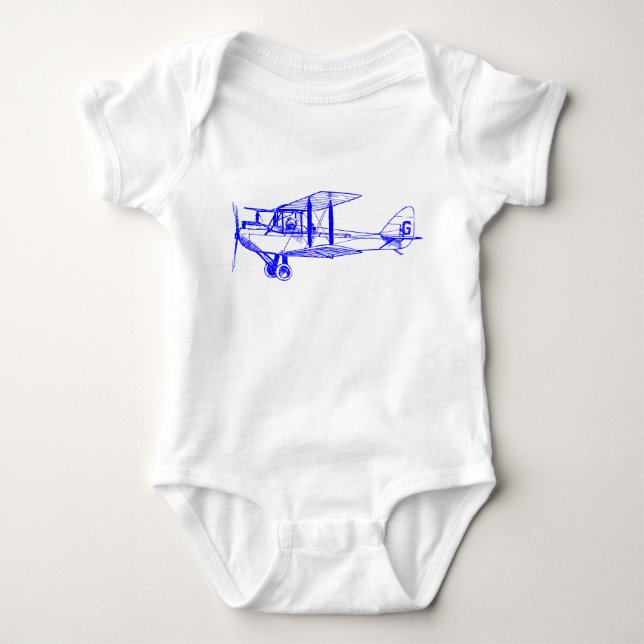 Vintage Biplan - Blå T-shirt (Framsida)