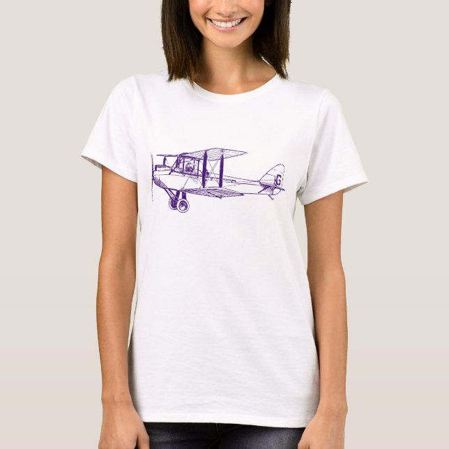 Vintage Biplan - djup Lila T Shirt (Framsida)