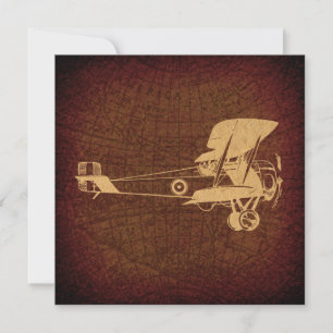 Vintage Biplan Flygplan Antique-flygplan med Karta Julkort