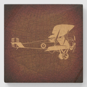 Vintage Biplan Flygplan Antique-flygplan med Karta Stenunderlägg