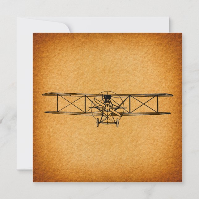 Vintage Biplane Antique Airplane Aviation Art Julkort (Framsida)
