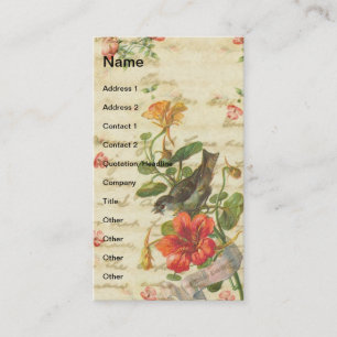 Vintage Bird and Flowers Visitkort