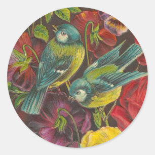 Vintage Bird and Ro Stickers Runt Klistermärke