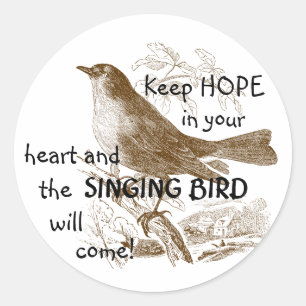Vintage Bird Behålla Hope in your Heart Stickers Runt Klistermärke