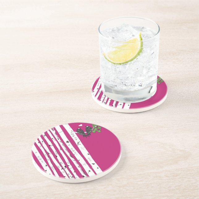 Vintage Bird Birch Träd Underlägg (Sidan)