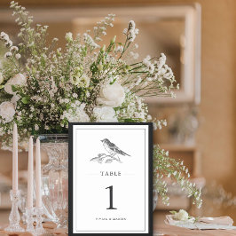 Vintage Bird Black and White Bröllop Bordsnummer