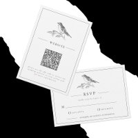 Vintage Bird Black and White QR Code Bröllop