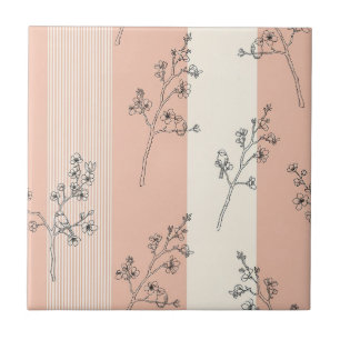 Vintage Bird Blossom Toile-rand (12) Kakelplatta