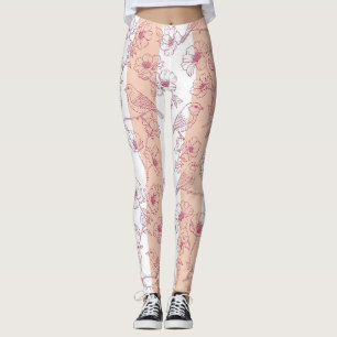 Vintage Bird Blossom Toile-rand (8) Leggings