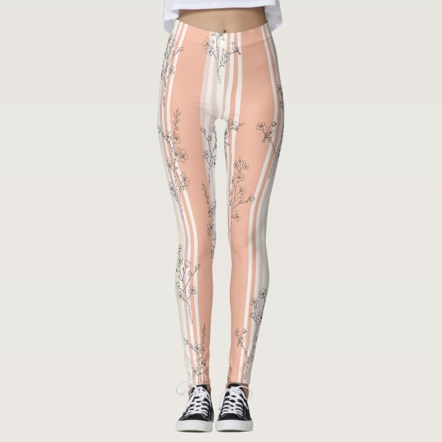 Vintage Bird Blossom Toile-rand (9) Leggings (Framsida)