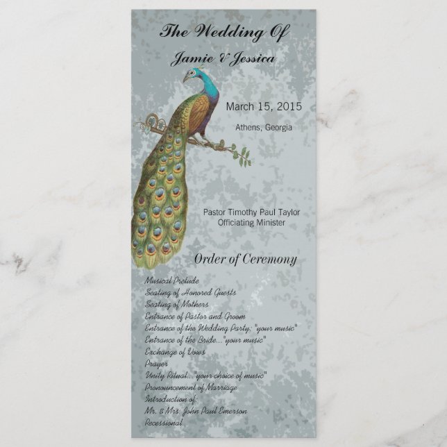 Vintage Bird Bröllopsprogram Program (Framsida)