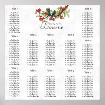 Vintage Bird Burgundy Teal Seating Chart 12 Bord