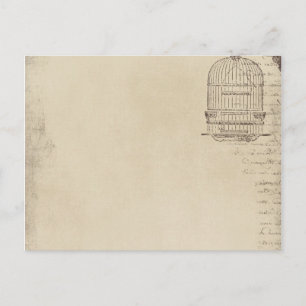 Vintage Bird Cage-skript Vykort