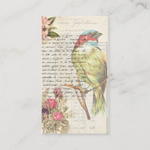 Vintage Bird Decoupage Botanical Visitkort
