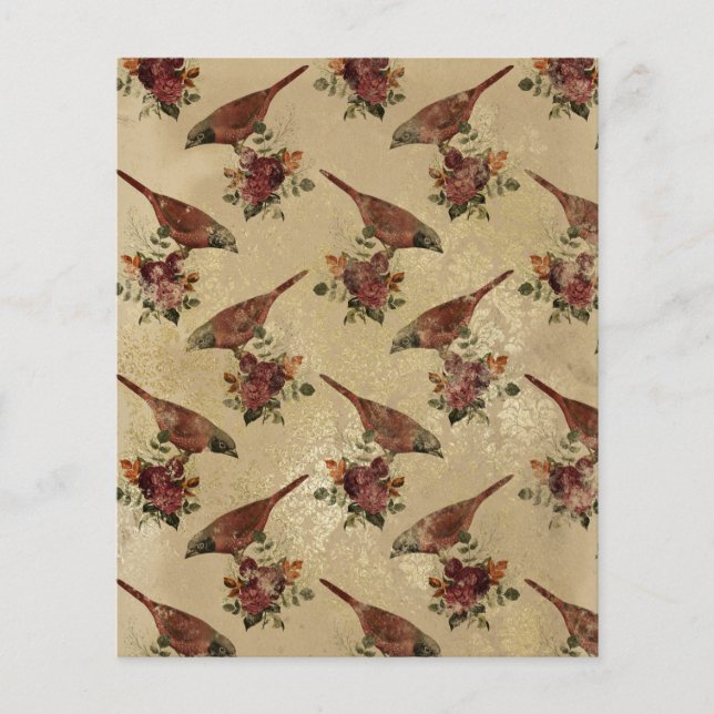 Vintage Bird Ephemera Scrapbook Pappra Lakan (Framsida)