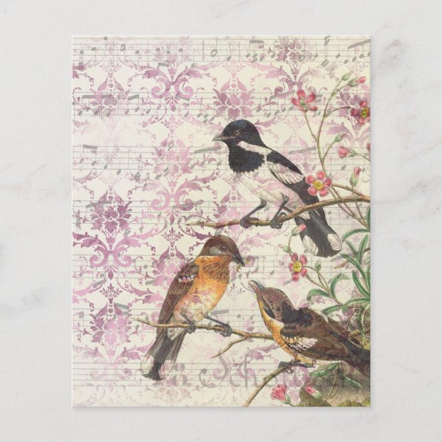 Vintage Bird Ephemera Scrapbook Pappra Lakan (Framsida)